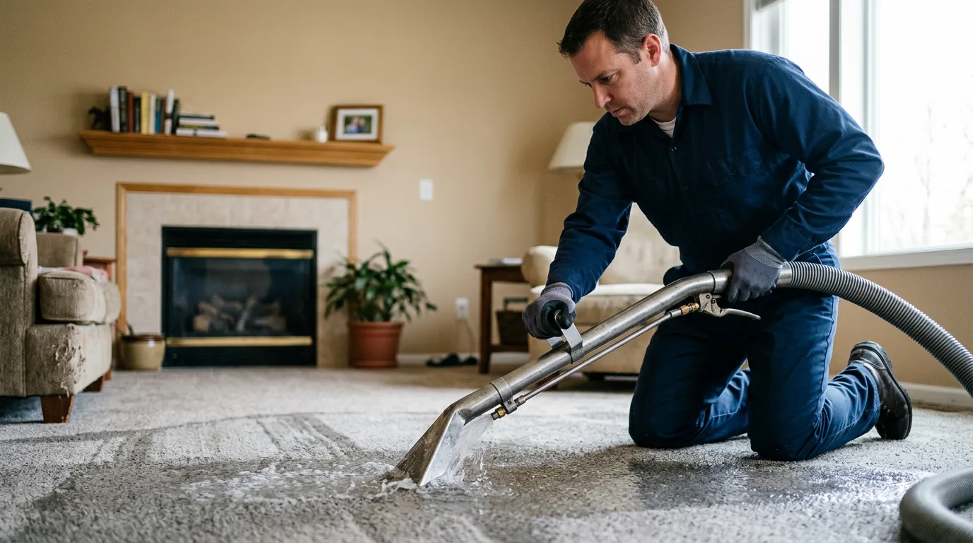 Water damage restoration technician working near Lake Fork, IL